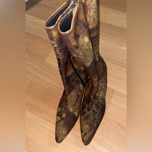 Amanda Smith animal print stretch boots sz 6.5